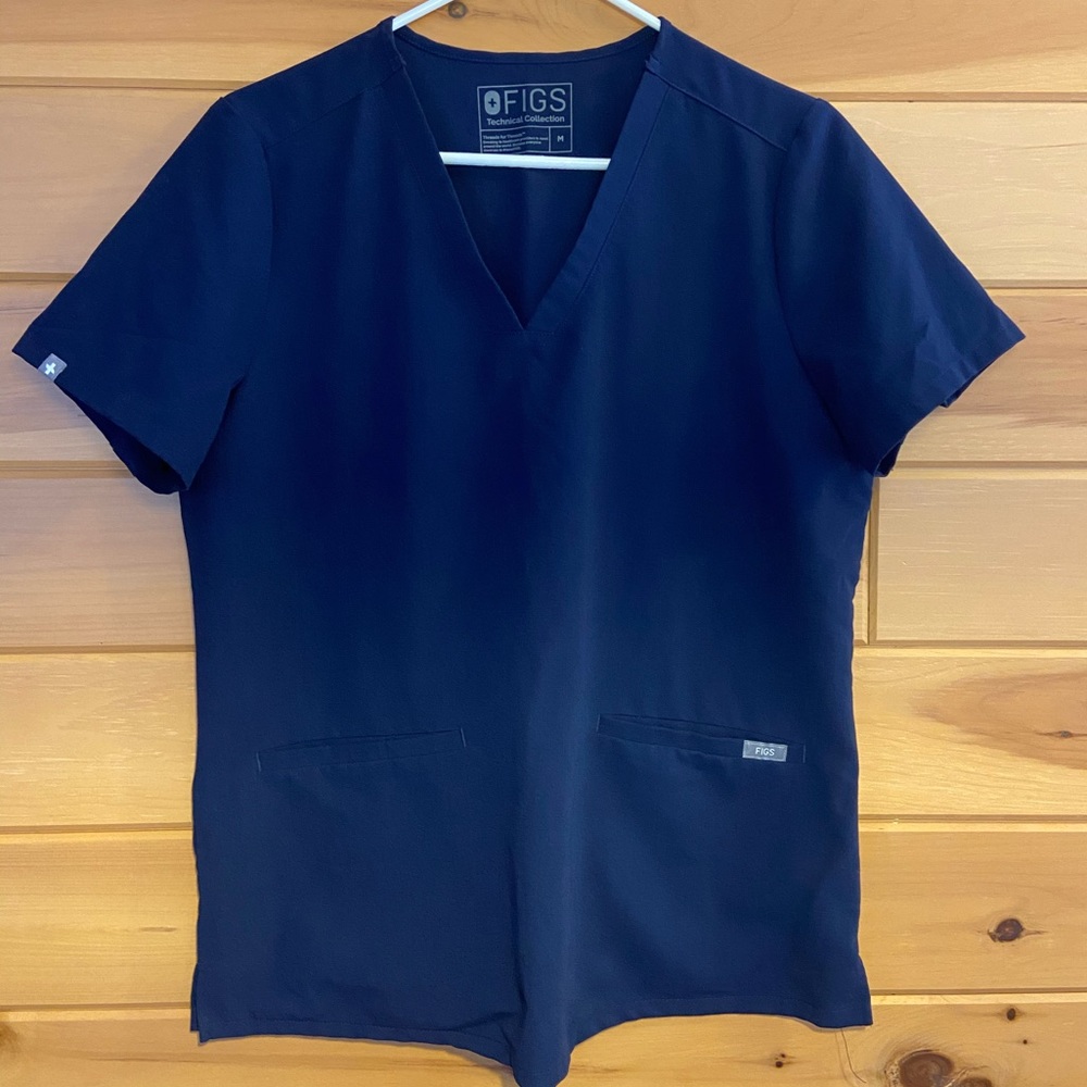 TWO navy blue figs scrub tops